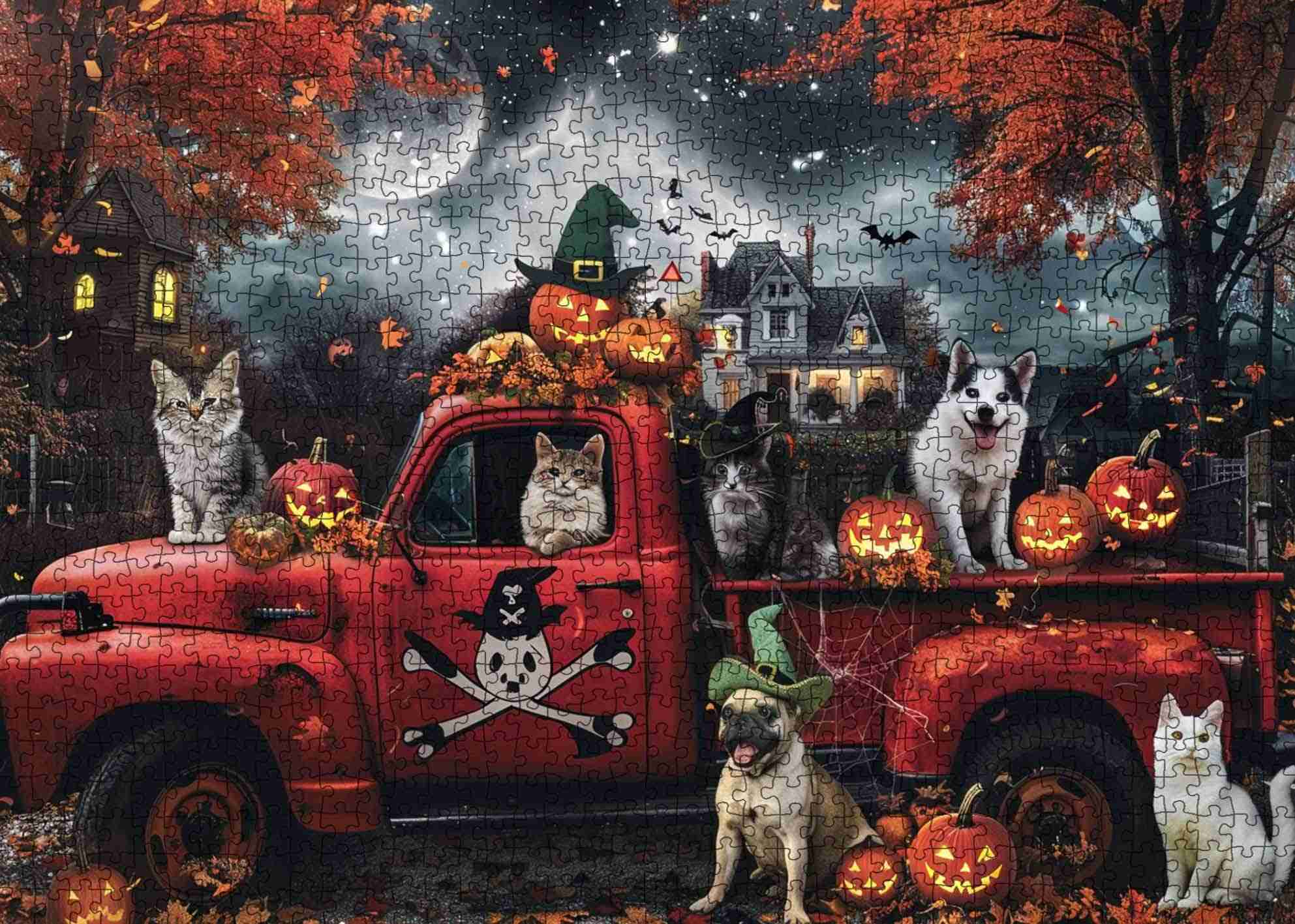 tucocoo-halloween-cats-and-dogs-truck-puzzle-1000-teile image 2
