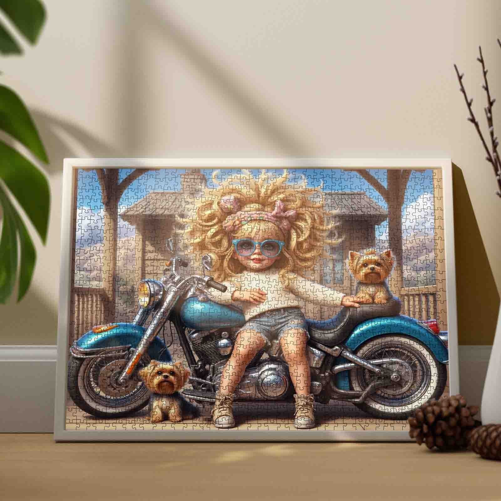 tucocoo-cool-biker-girl-and-pups-puzzle-1000-teile-motorrad image 3