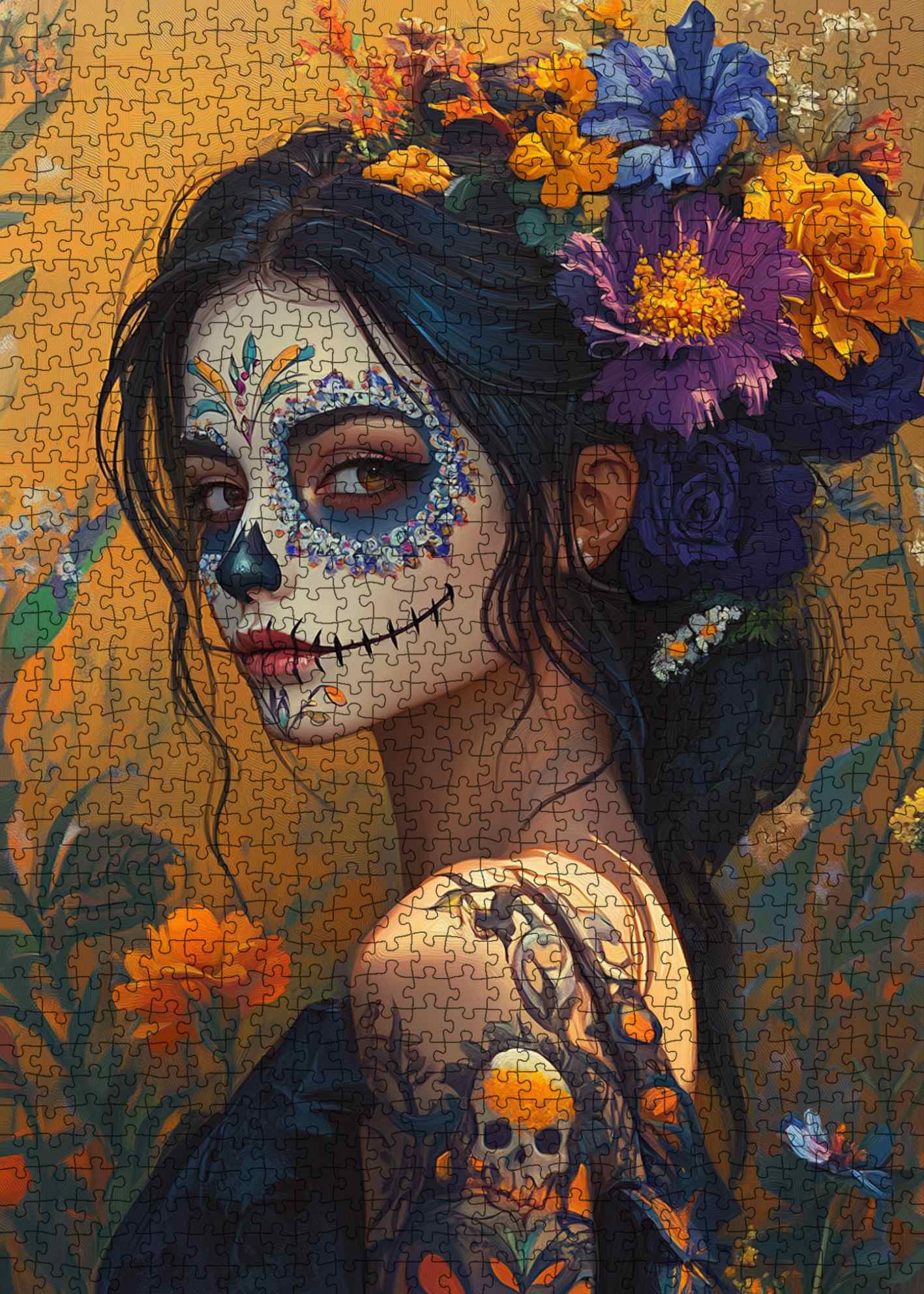 tucocoo-jigsaw-calavera-beauty-puzzle-1000-teile-totenkopf image 2