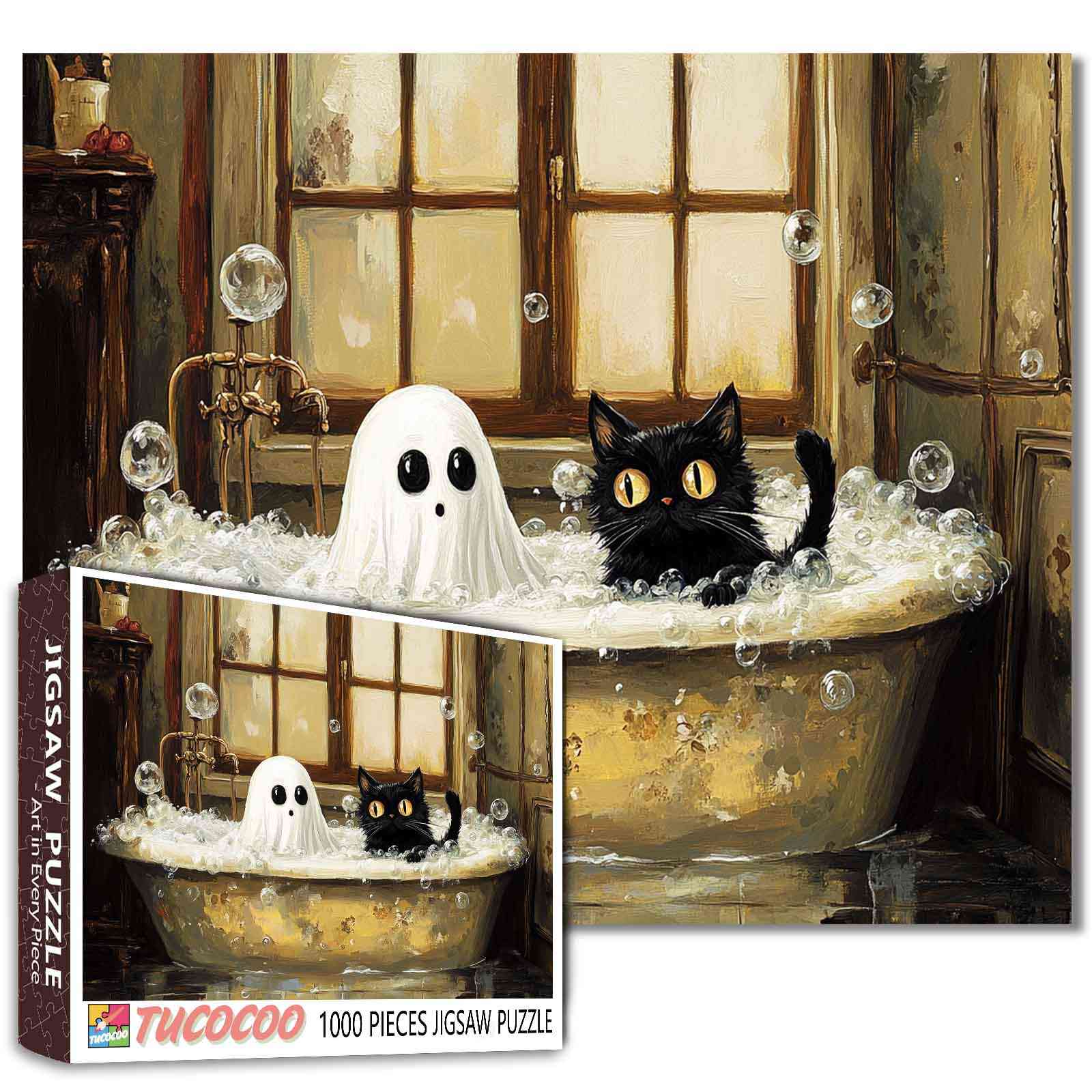 tucocoo-ghost-black-cat-bathtime-puzzle-1000-teile image 1