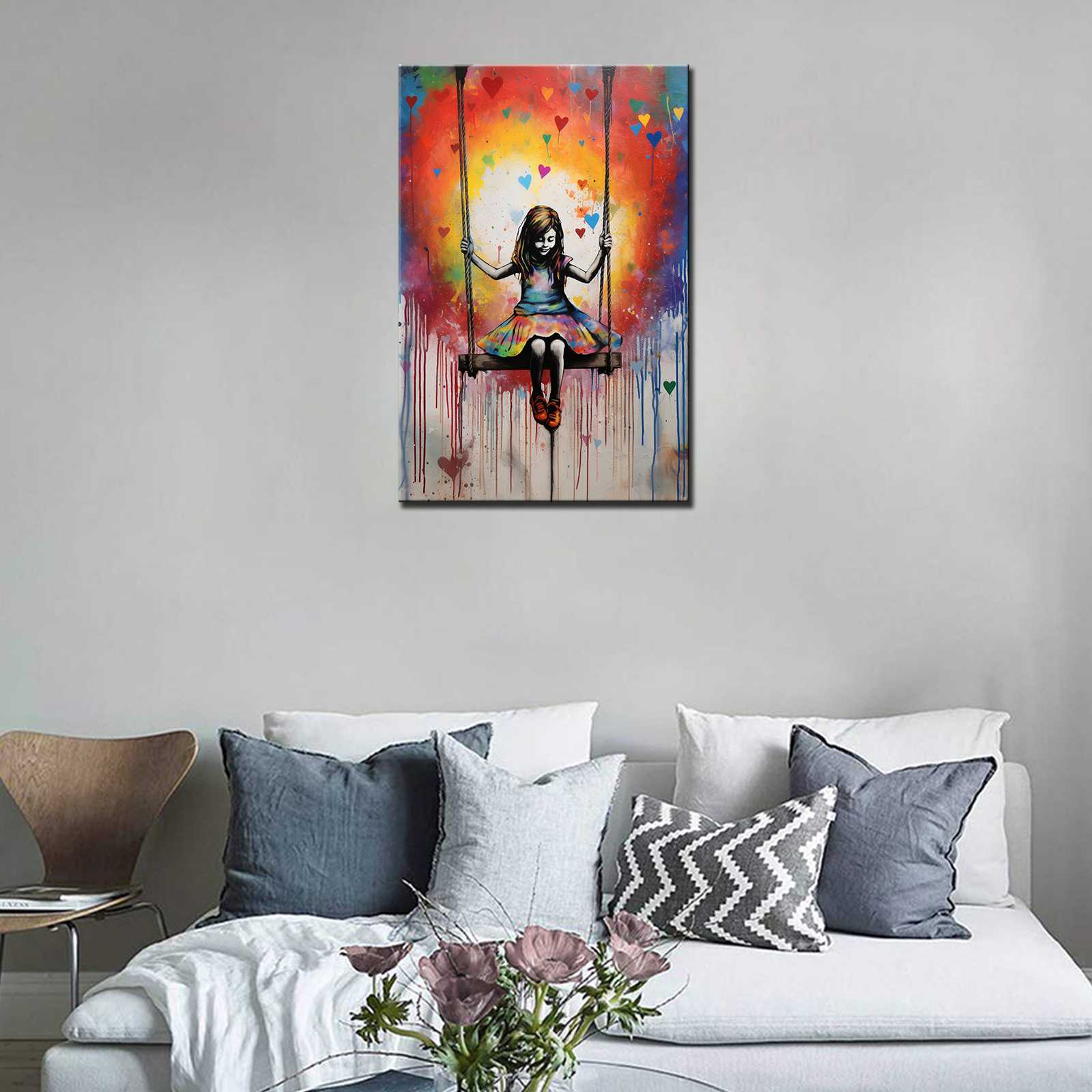 tucocoo-girl-on-swing-graffiti-leinwandbild-40x50-bunt image 2