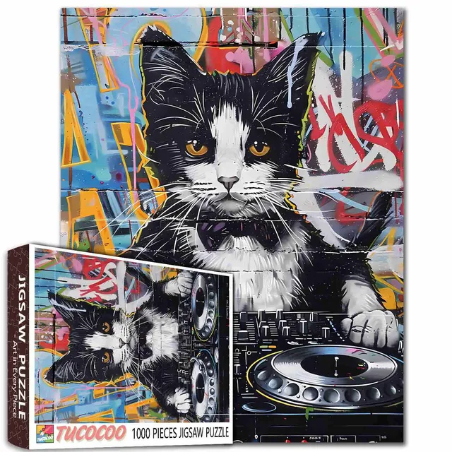 tucocoo-dj-cat-graffiti-puzzle-1000-teile-katze image 1