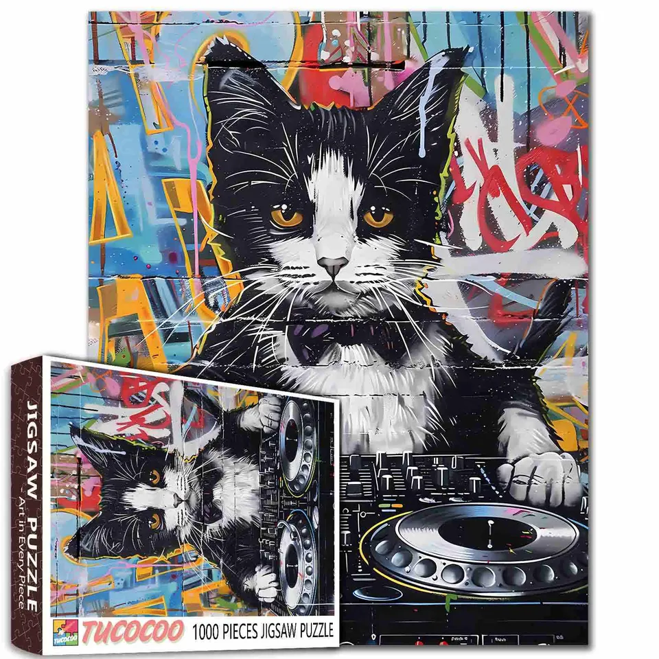 tucocoo-dj-cat-graffiti-puzzle-1000-teile-katze image 1