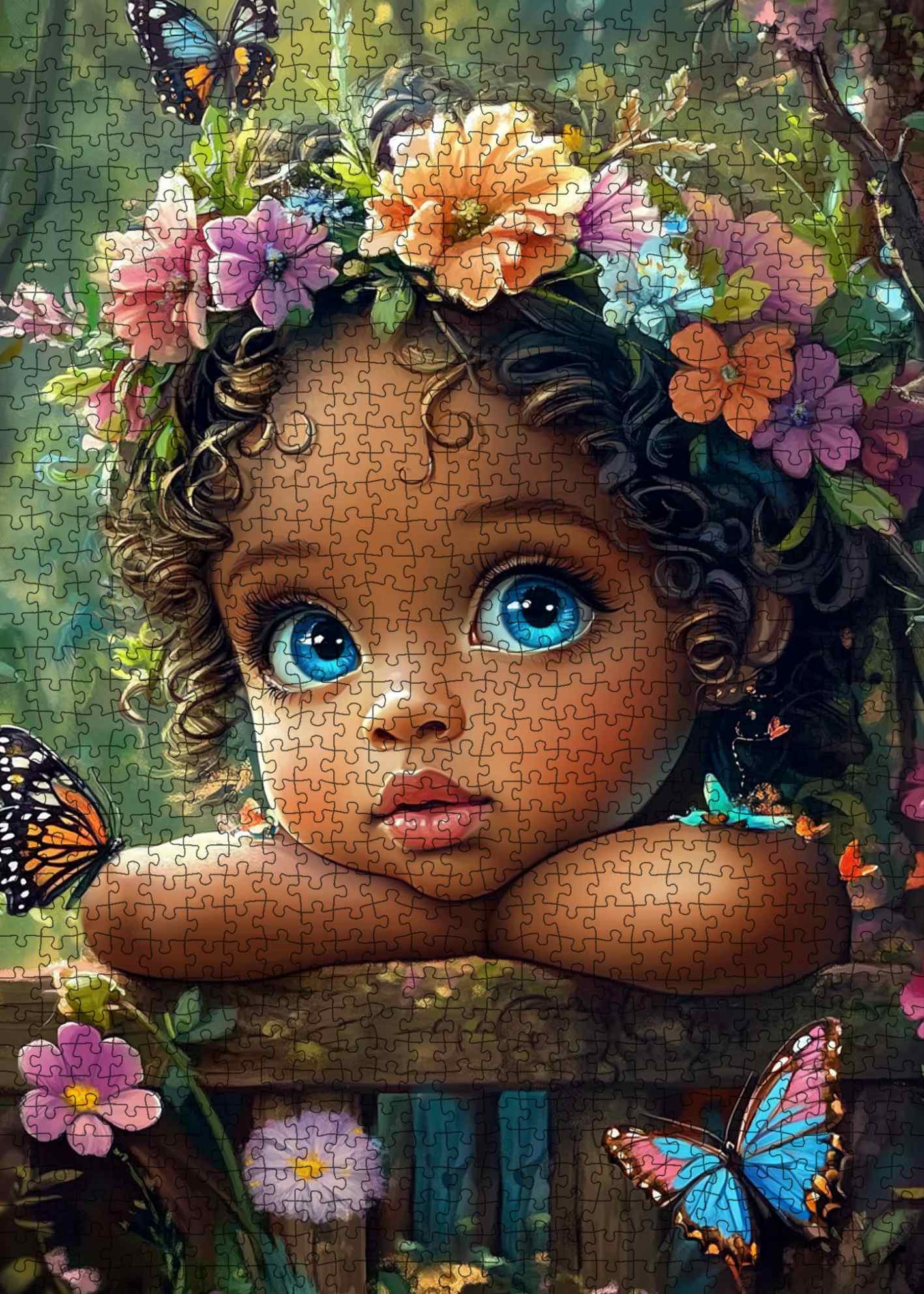 tucocoo-jigsaw-curly-hair-girl-butterfly-garden-puzzle-1000-teile image 2