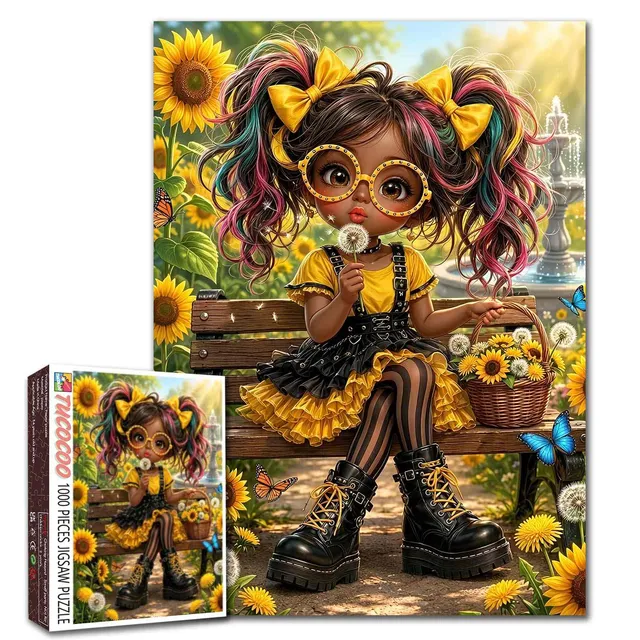 tucocoo-sunflower-girl-garden-day-puzzle-1000-teile-garten image 1