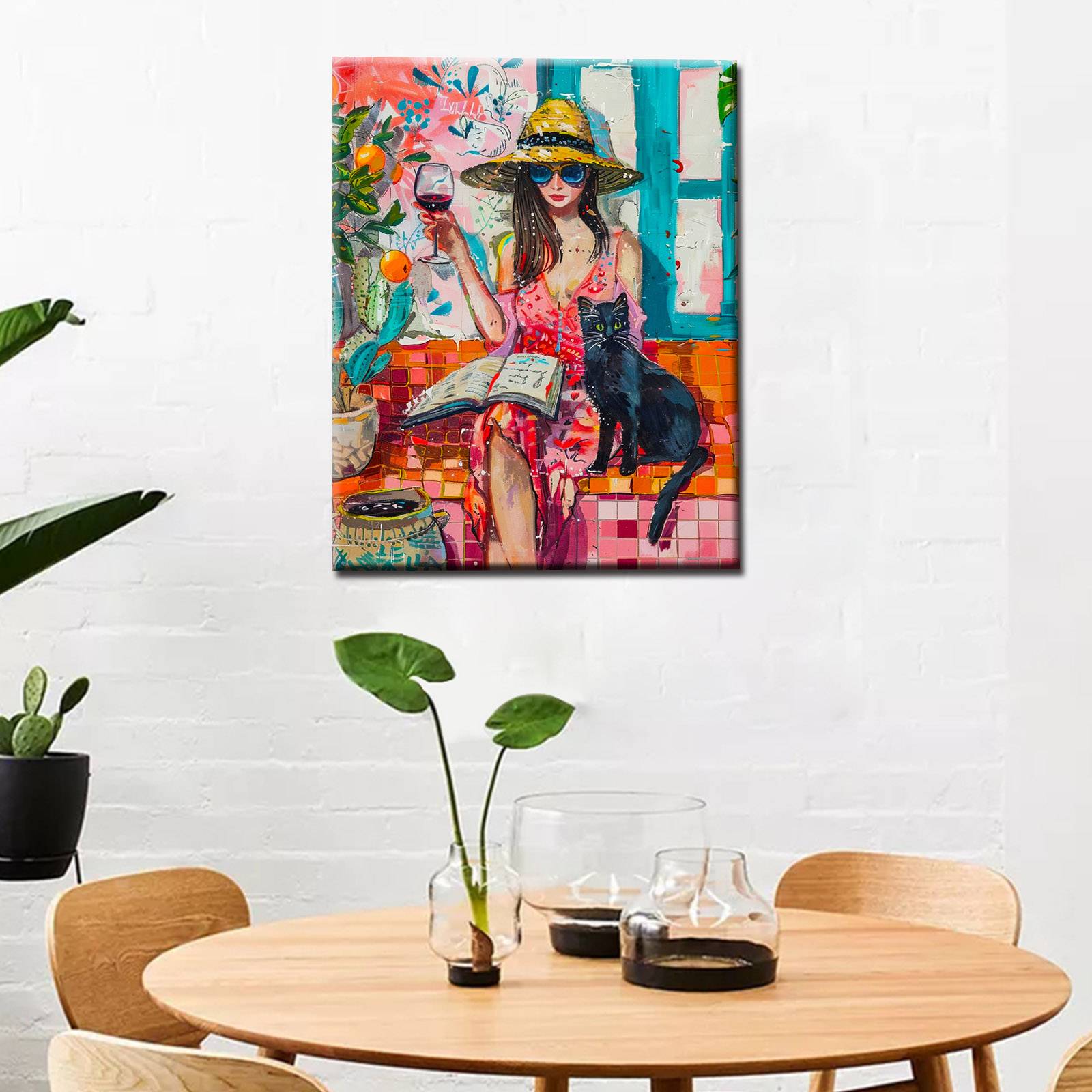 tucocoo-woman-hat-wine-cat-malen-nach-zahlen-40x50-ohne-rahmen image 3