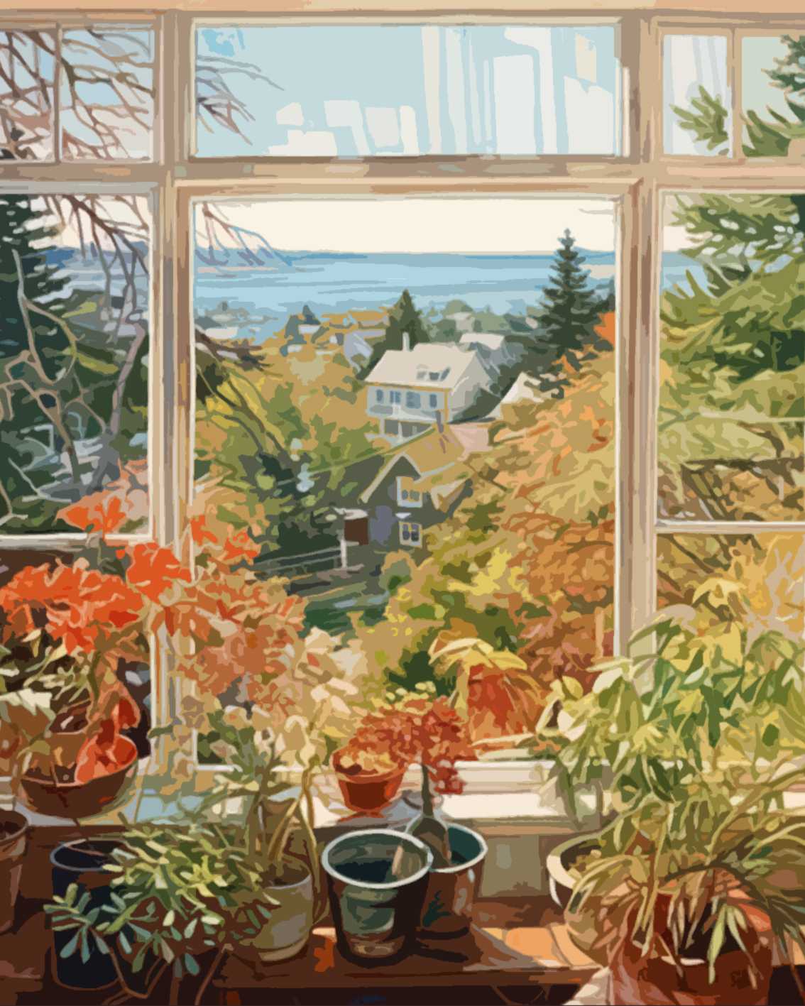 tucocoo-paint-by-numbers-autumn-garden-view-from-window-40x50 image 2