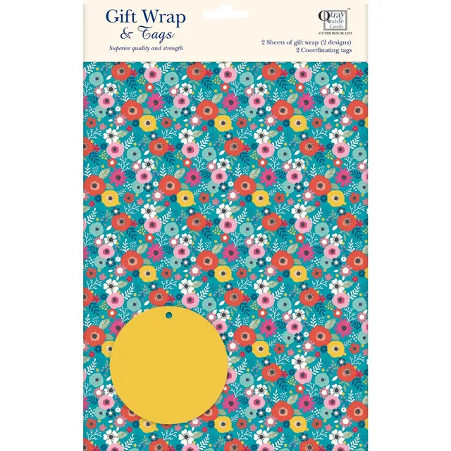otter-house-bohemia-geschenkpapier-set-2-b-gen-tags-floral image 1