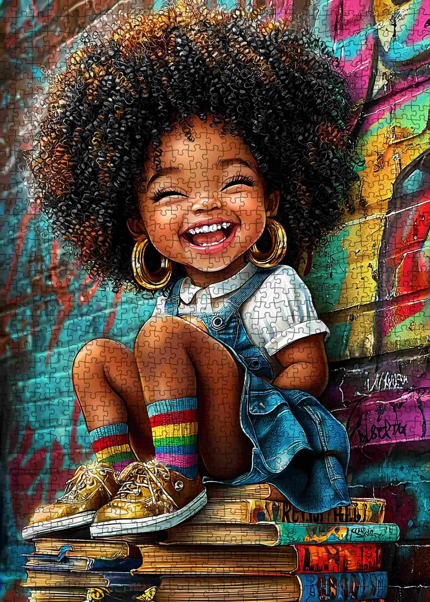 tucocoo-joyful-curly-girl-graffiti-street-puzzle-1000-teile-graffiti image 2