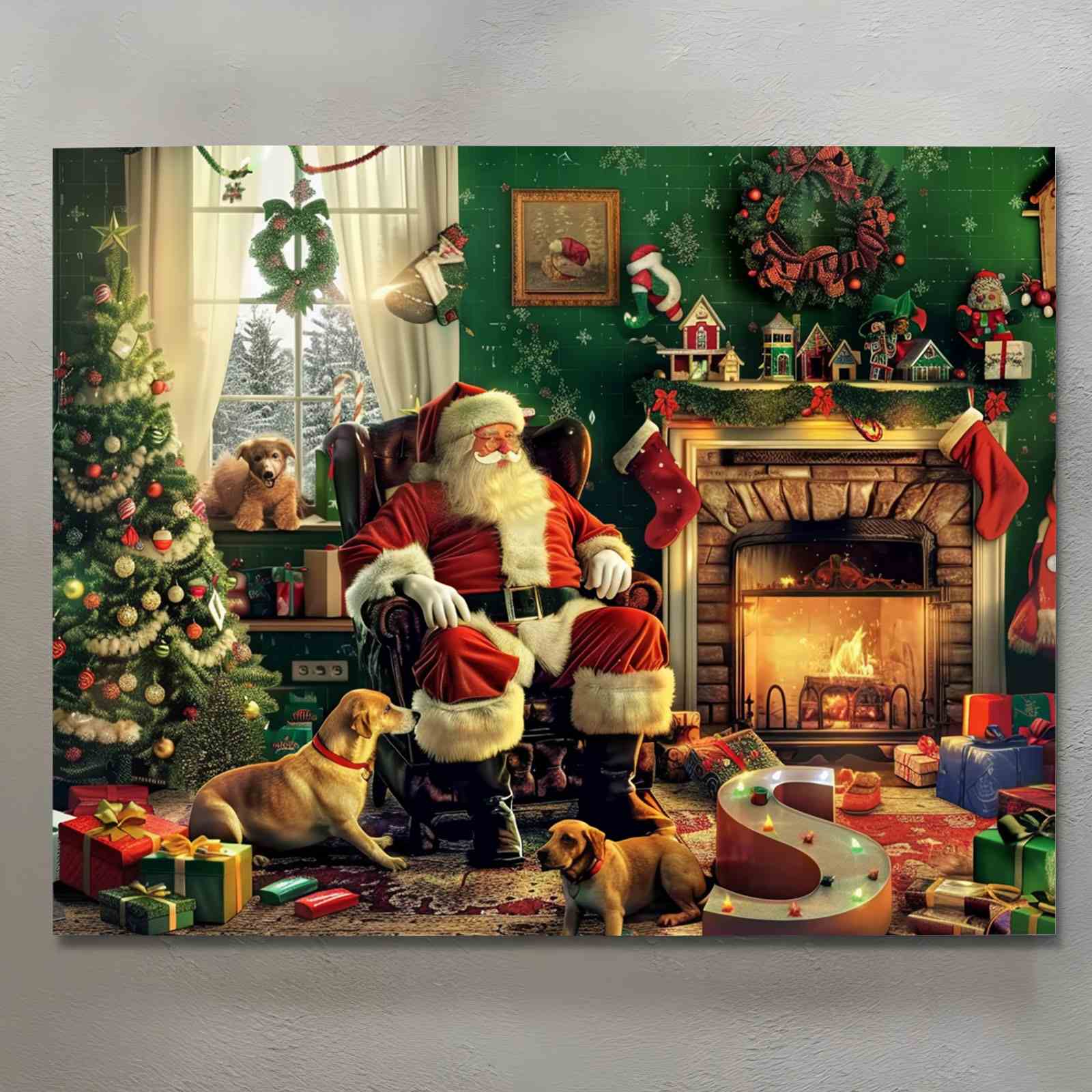 tucocoo-santa-dogs-fireplace-leinwandbild-40x50-cm image 2