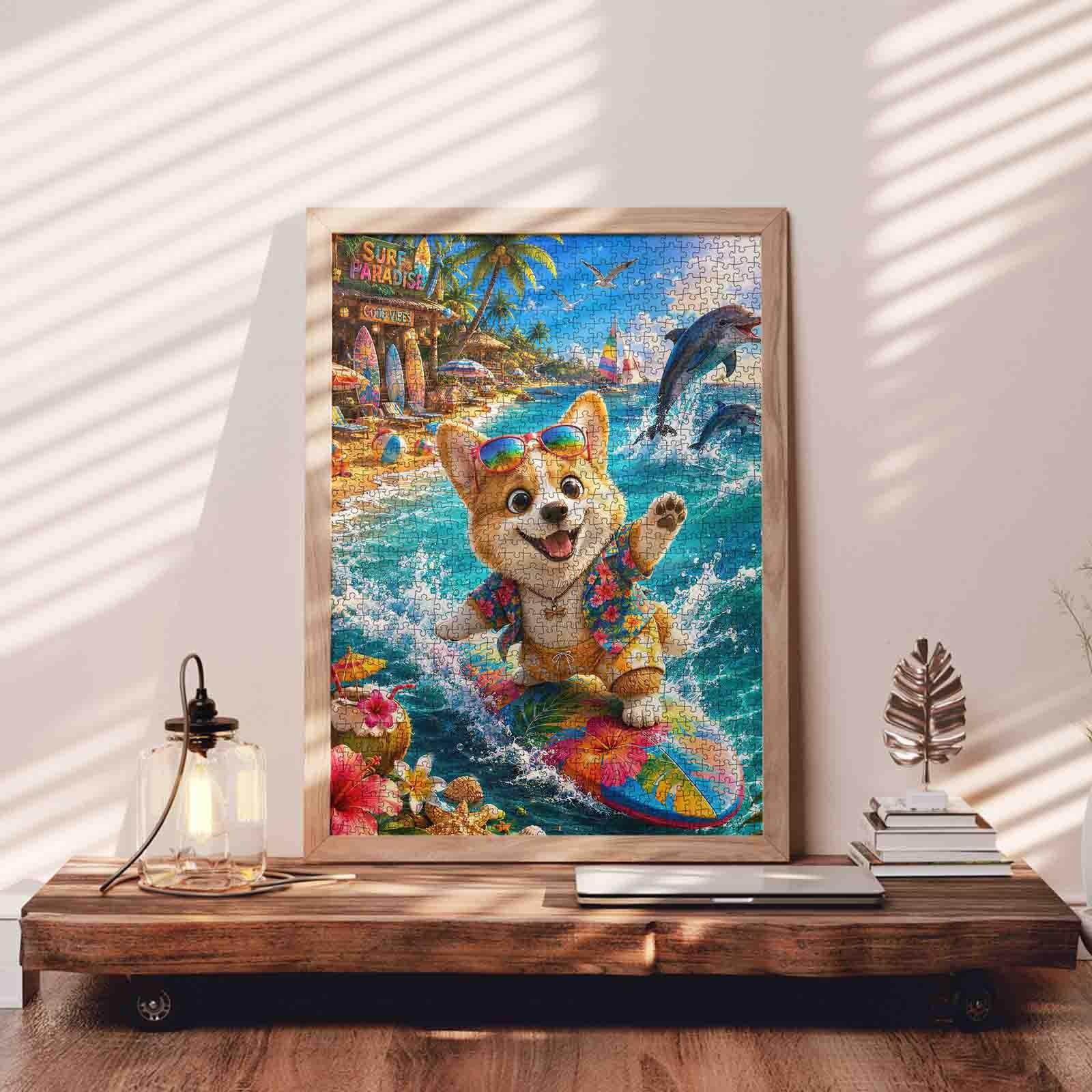 tucocoo-surfing-corgi-beach-puzzle-1000-teile-tiere image 3