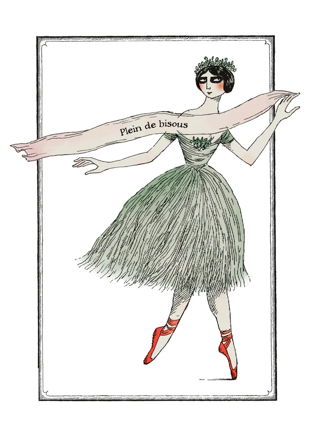 pomegranate-edward-gorey-ballerina-blanko-karte-humor image 1
