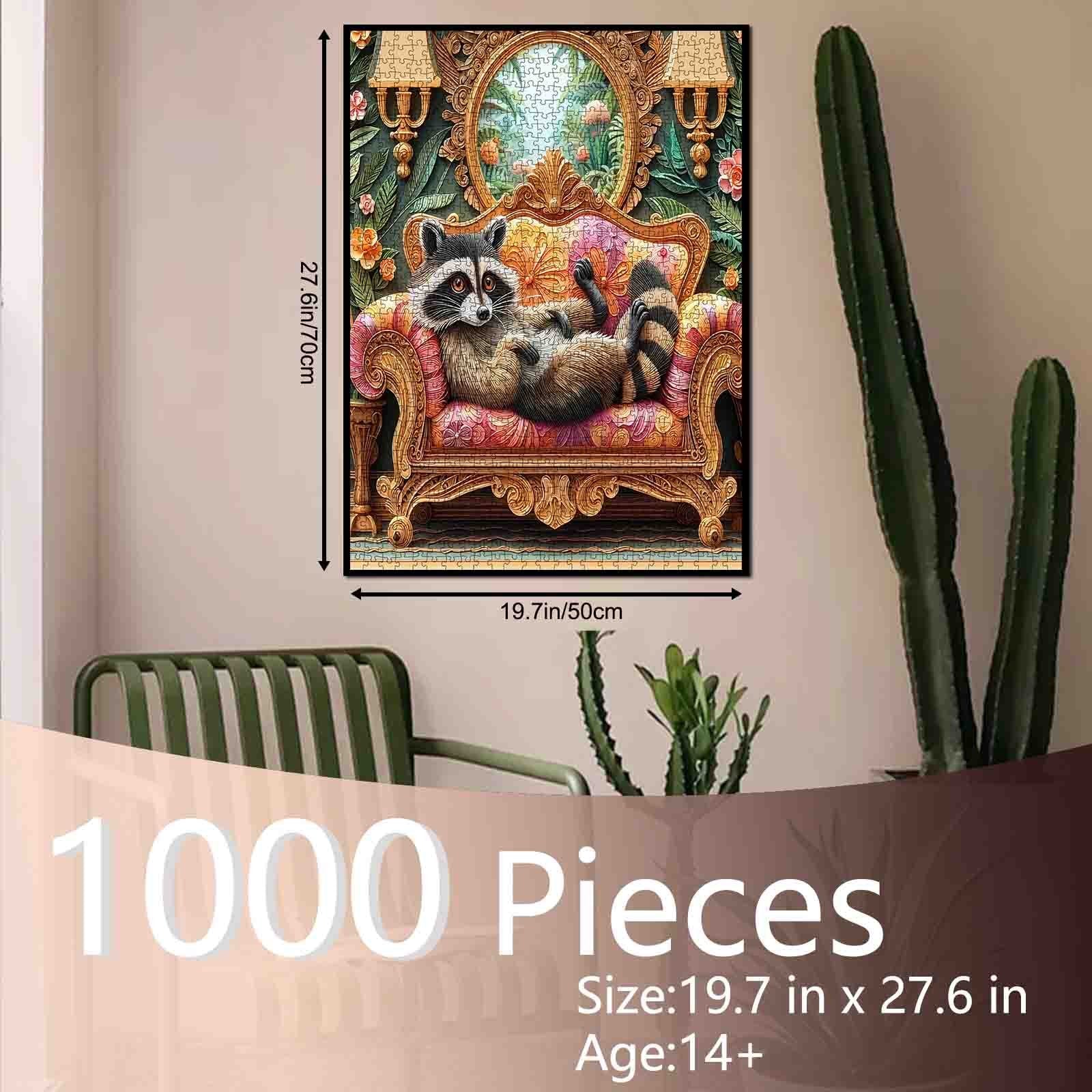 tucocoo-relaxed-raccoon-on-ornate-sofa-puzzle-1000-teile image 5