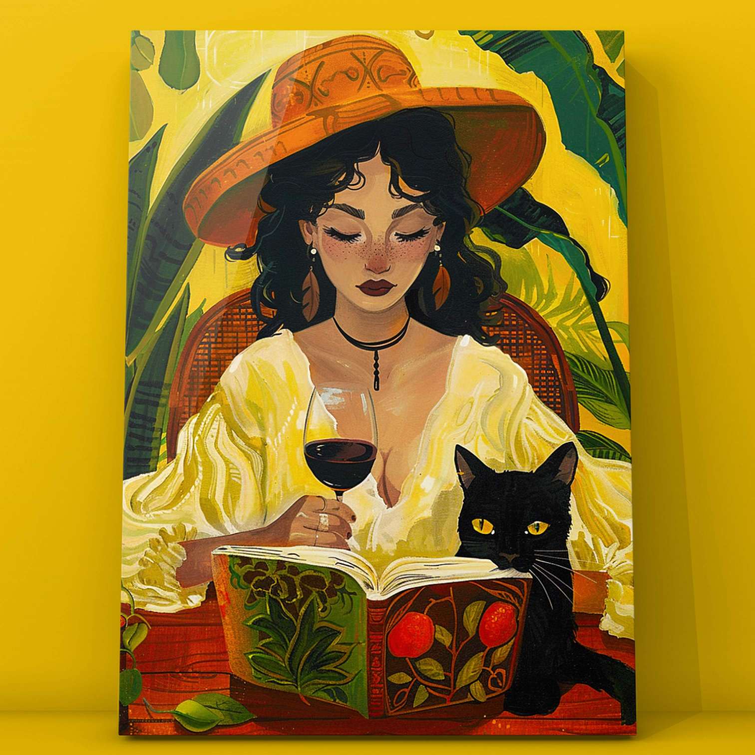 tucocoo-paint-by-numbers-woman-with-wine-and-black-cat-malen-nach-zahlen image 2