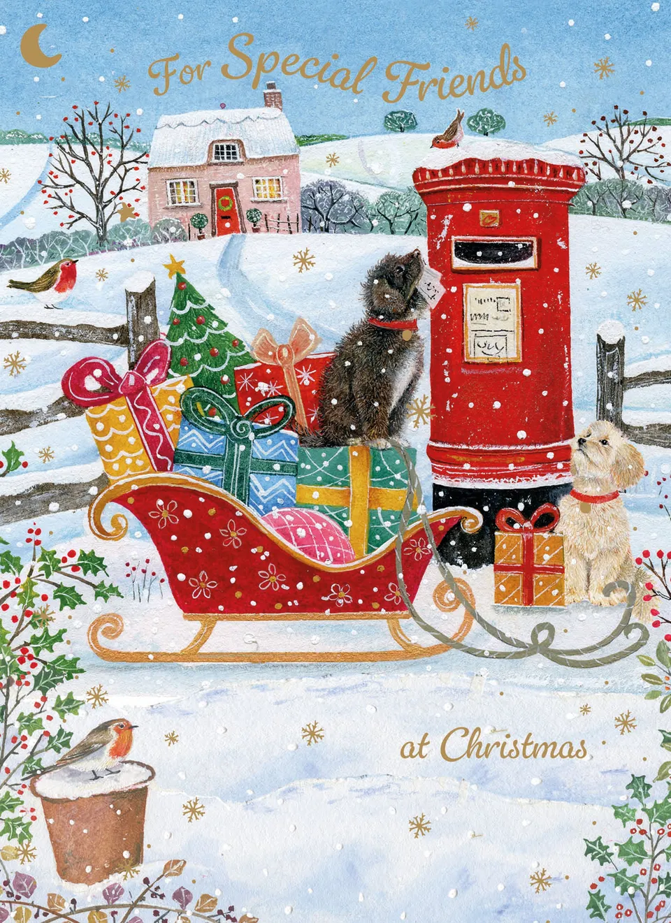 otter-house-special-friends-hunde-weihnachtskarte-schlitten image 1