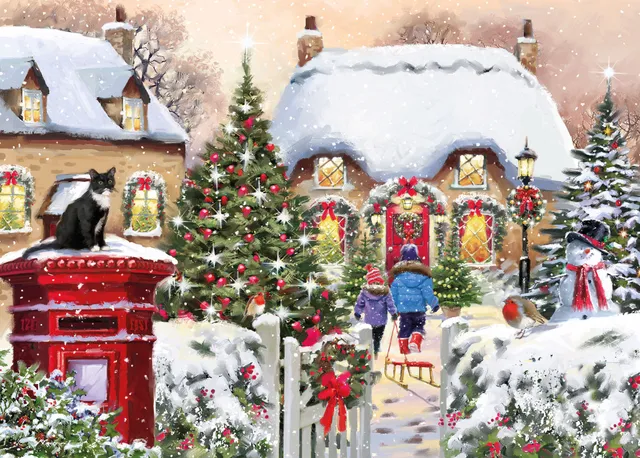 otter-house-holly-cottage-puzzle-1000-teile-winter image 1