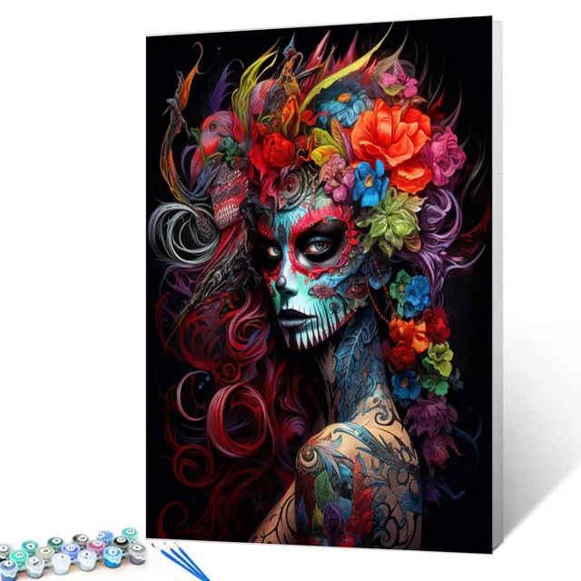 tucocoo-mystical-floral-skull-queen-malen-nach-zahlen-40x50-cm image 1