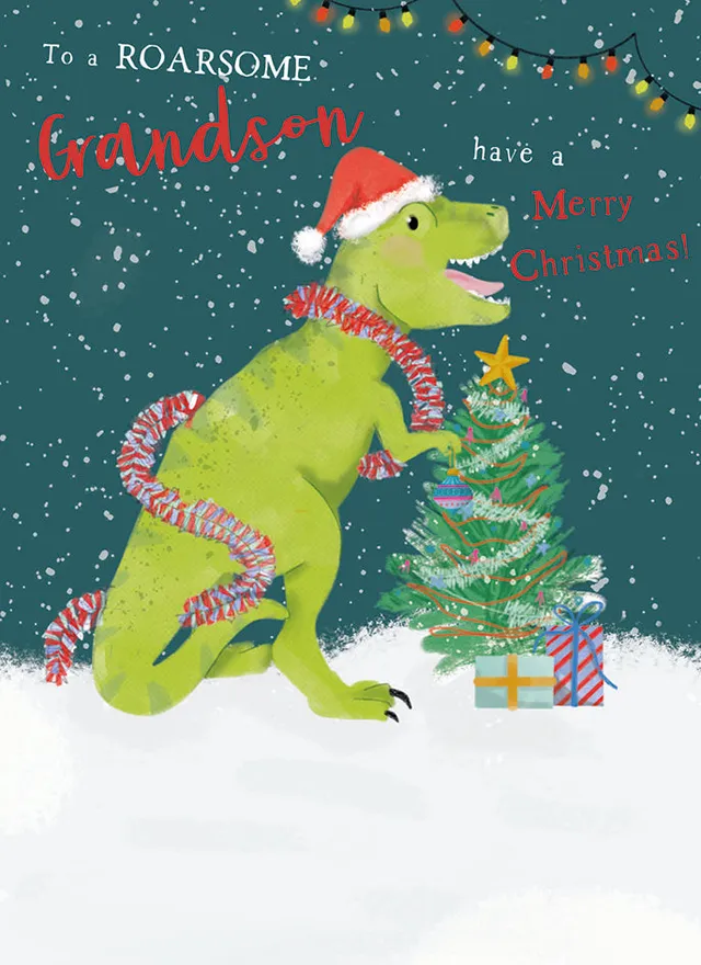 otter-house-christmas-weihnachtskarte-enkelsohn-dinosaurier image 1