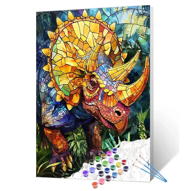 tucocoo-triceratops-jungle-encounter-malen-nach-zahlen-40x50-cm image 1