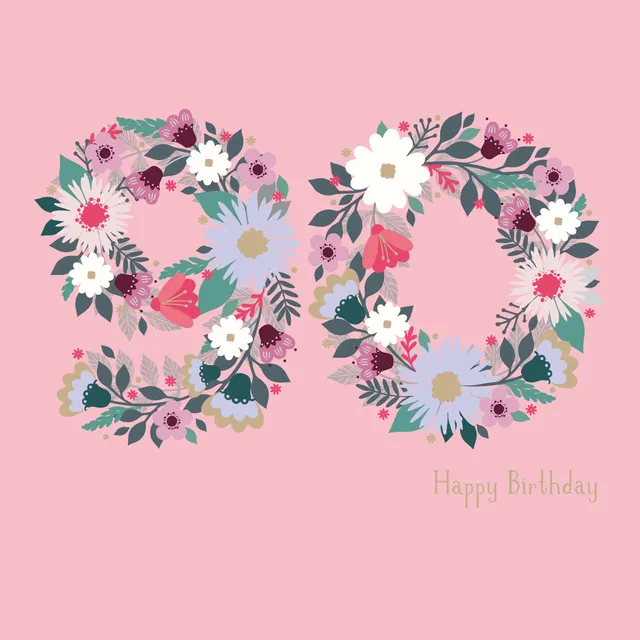 otter-house-age-to-celebrate-90-geburtstagskarte-floral image 1
