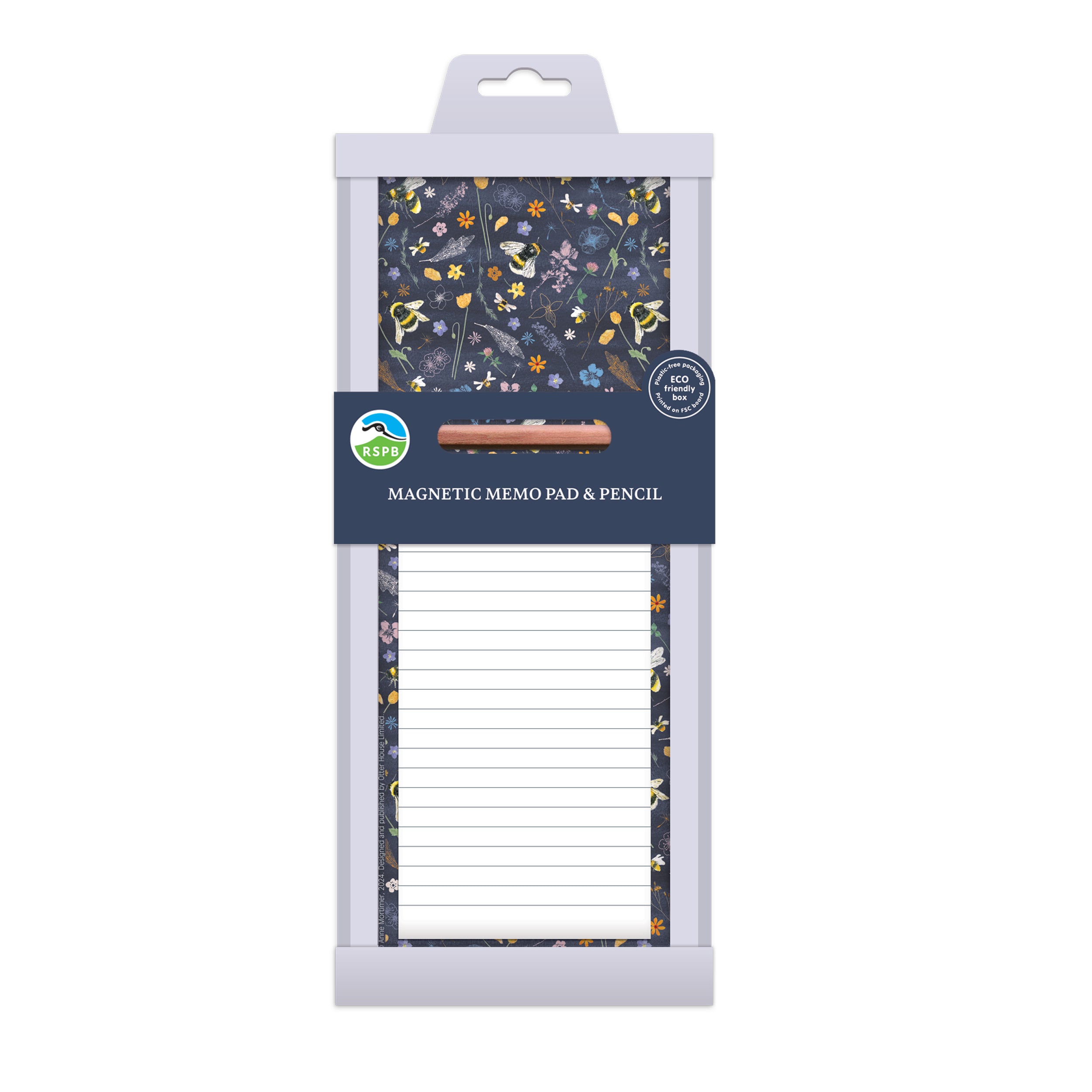 otter-house-rspb-memo-block-bees-amongst-flowers-magnet image 2