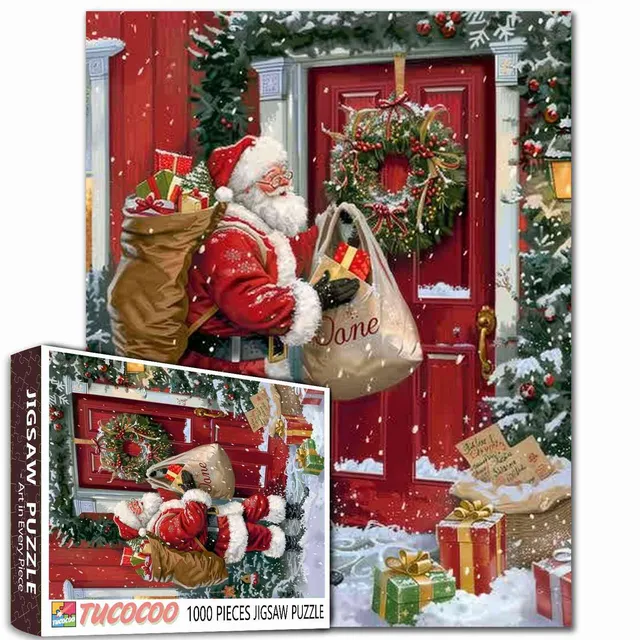 tucocoo-santa-red-door-puzzle-1000-teile-weihnachten image 1