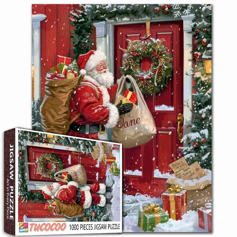 tucocoo-santa-red-door-puzzle-1000-teile-weihnachten image 1