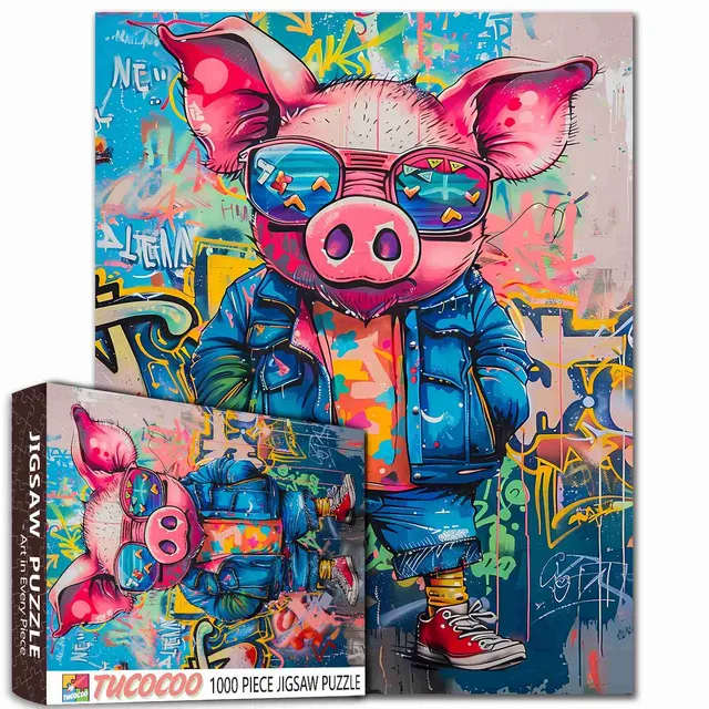 tucocoo-jigsaw-cool-pig-street-art-puzzle-1000-teile-schwein image 1