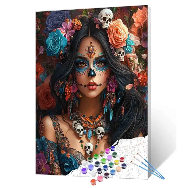 tucocoo-sugar-skull-beauty-with-roses-malen-nach-zahlen-40x50cm-ohne-rahmen image 1
