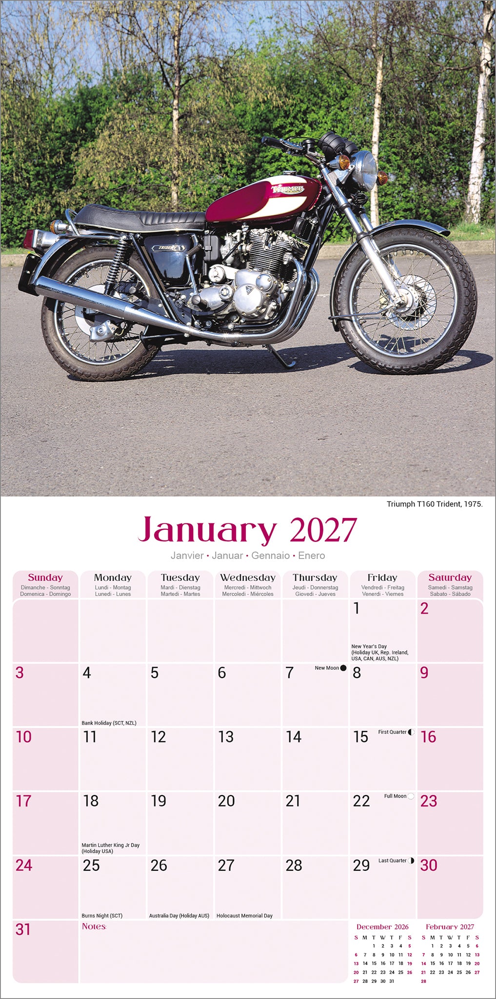 otter-house-calendars-classic-british-bikes-wandkalender-2027 image 3