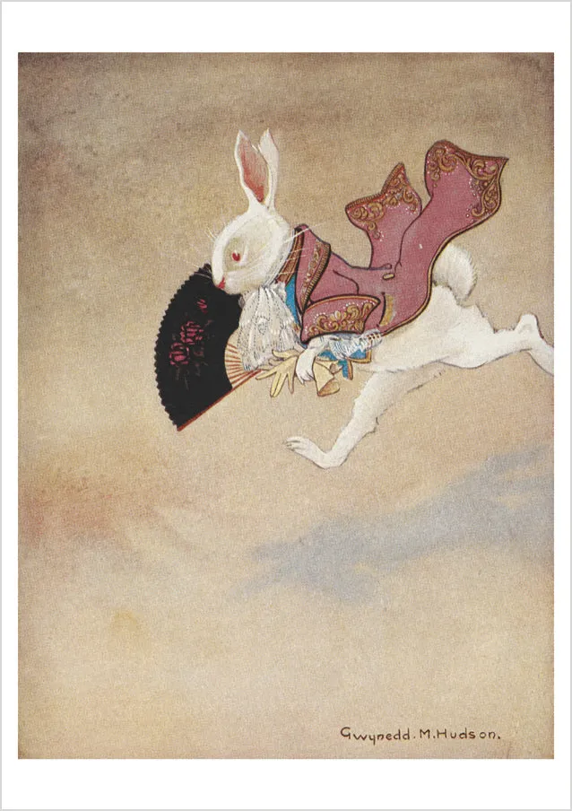 pomegranate-hudson-white-rabbit-postkarte-alice-kaninchen image 1
