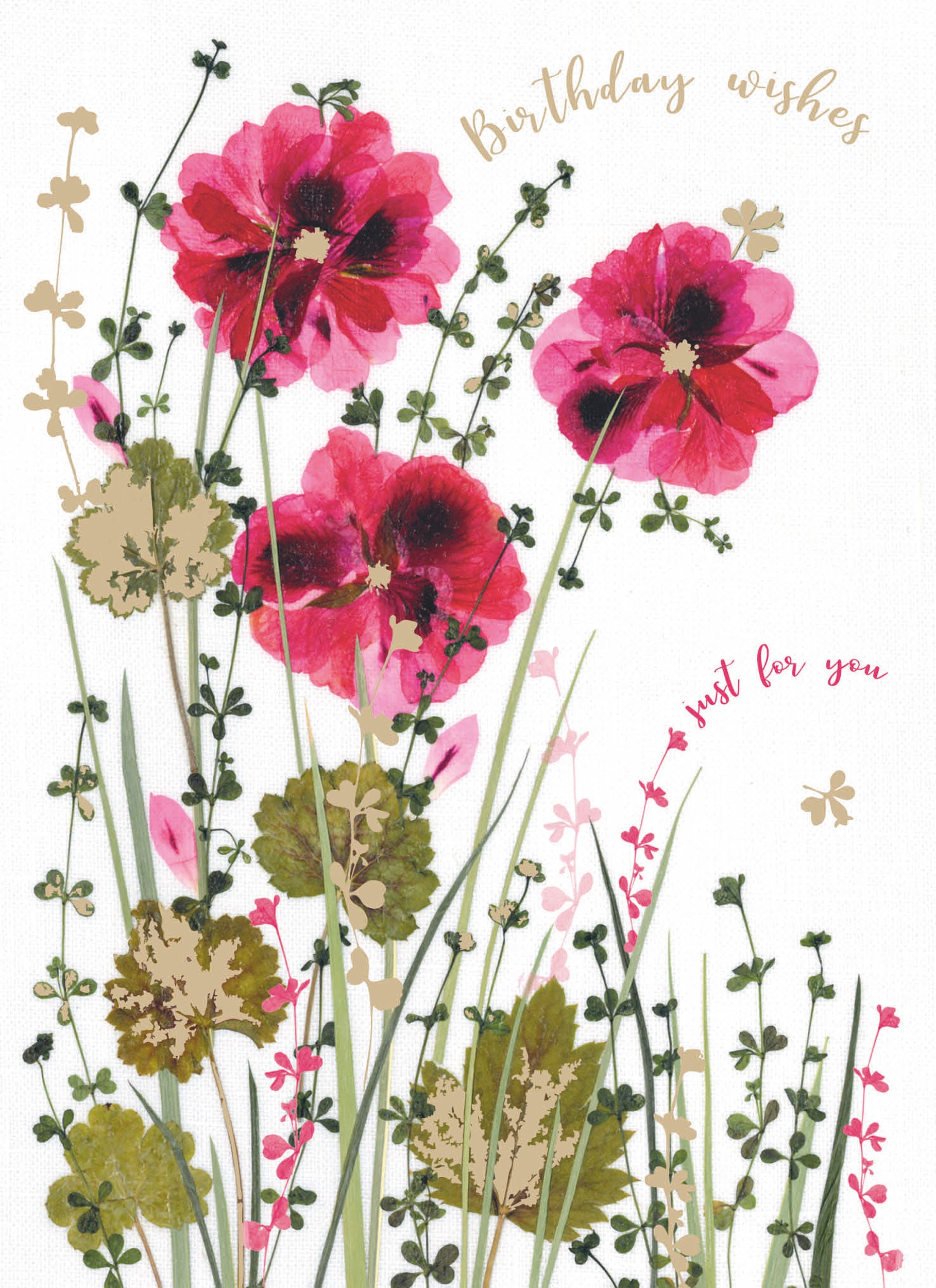 otter-house-flower-press-geburtstagskarte-geranium-pink-birthday-wishes image 1