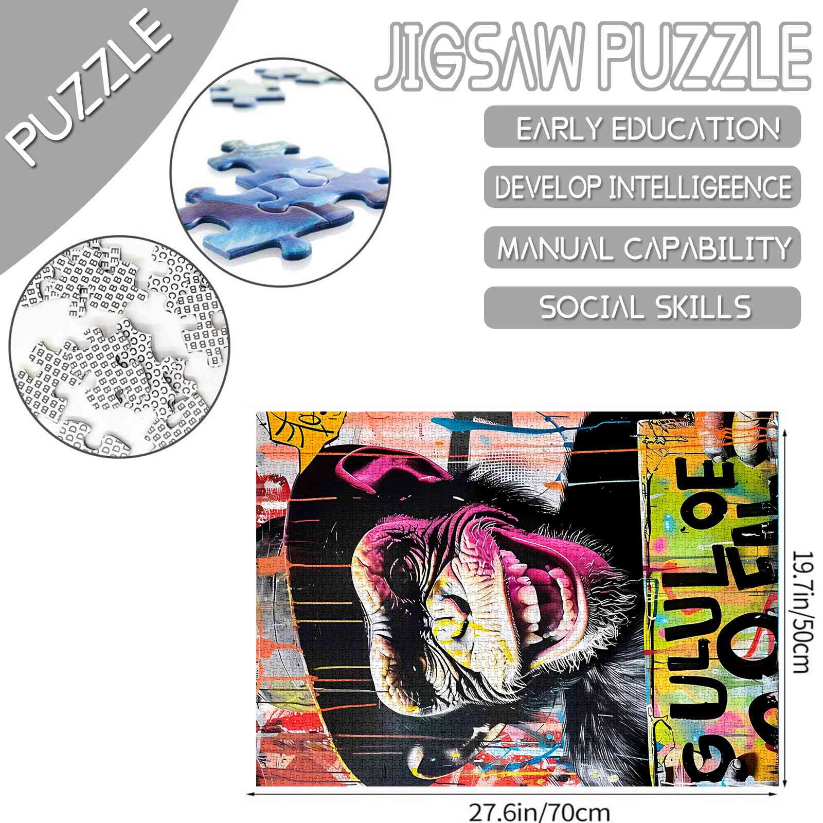 tucocoo-graffiti-monkey-with-hat-puzzle-1000-teile-affe image 4