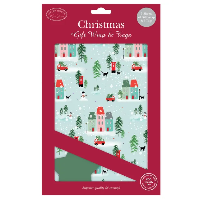 otter-house-christmas-village-geschenkpapier-5-b-gen-tags image 1