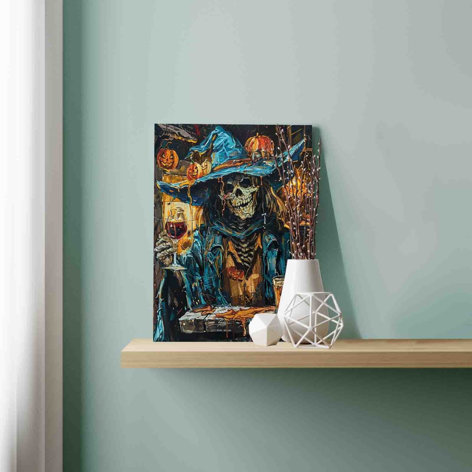 tucocoo-paint-by-numbers-pumpkin-tavern-skeleton-malen-nach-zahlen-ohne-rahmen image 3