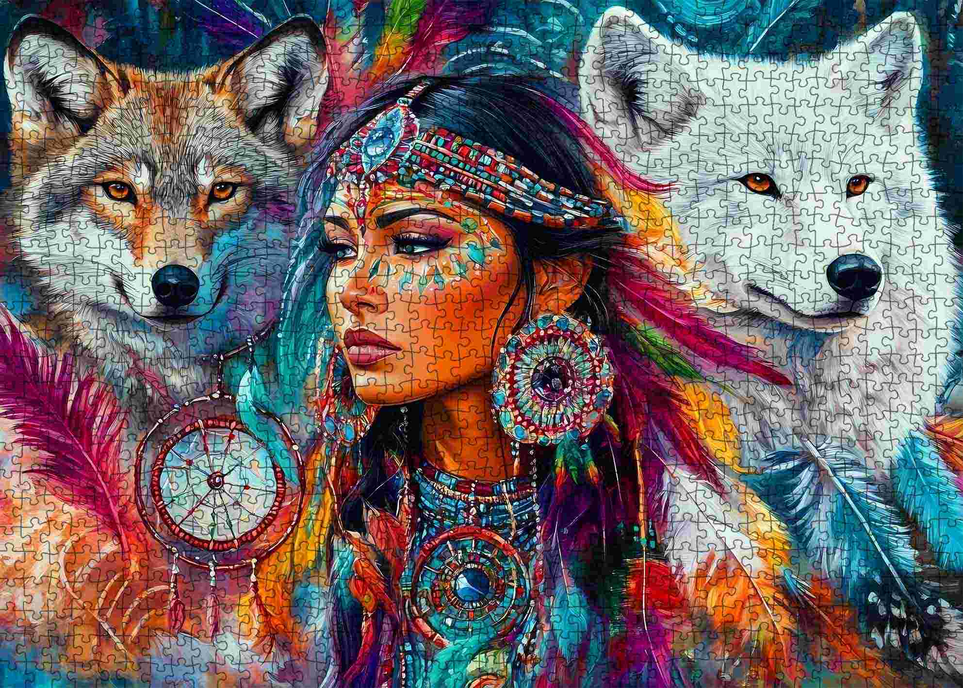 tucocoo-native-spirit-and-wolves-puzzle-1000-teile-portrait image 2