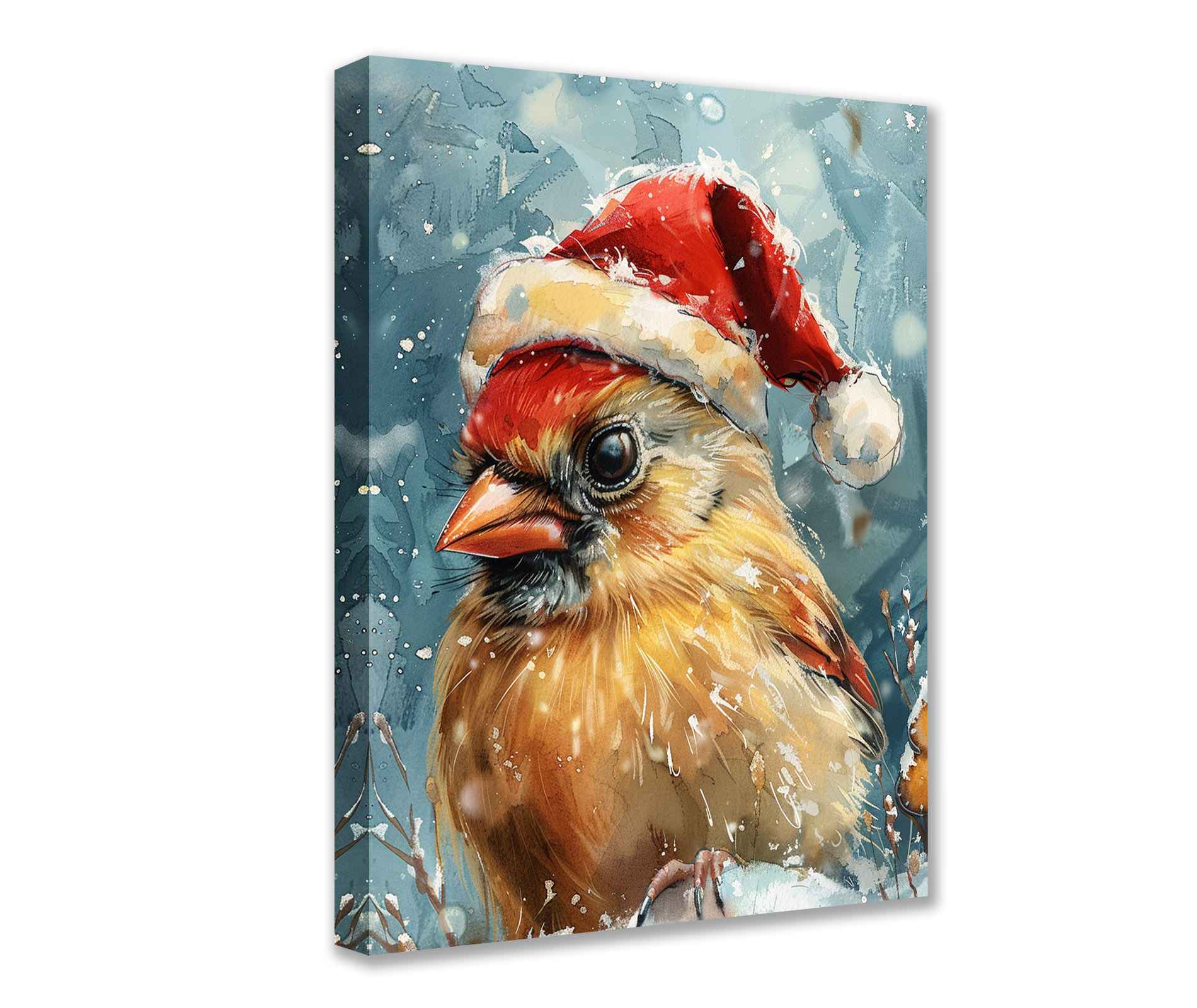 tucocoo-festive-cardinal-in-santa-hat-leinwandbild-30x40cm image 1