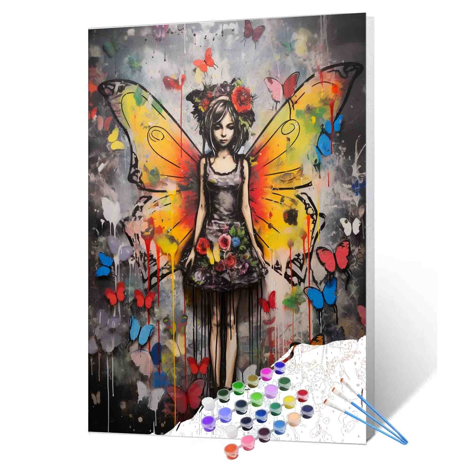 tucocoo-graffiti-butterfly-girl-malen-nach-zahlen-40x50cm-ohne-rahmen image 1