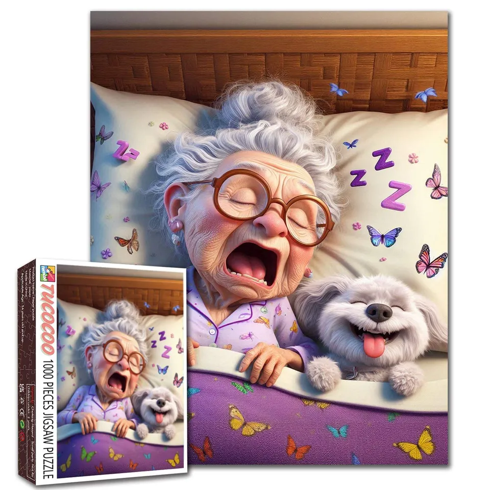 tucocoo-jigsaw-puzzles-yawning-grandma-puzzle-1000-teile-bett image 1