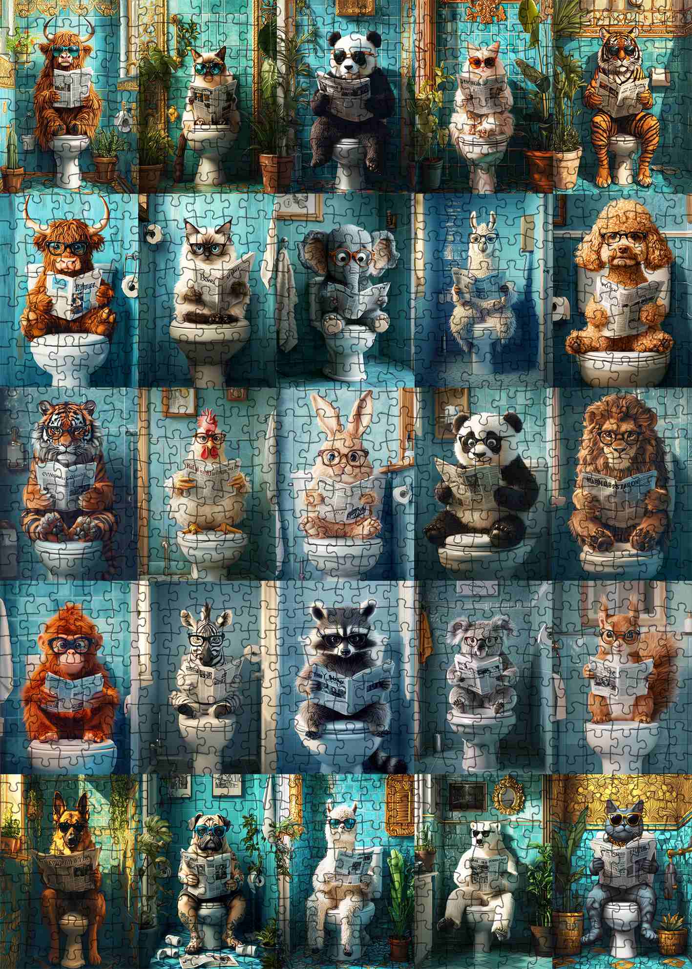 tucocoo-funny-animals-bathroom-puzzle-1000-teile-tiere image 2