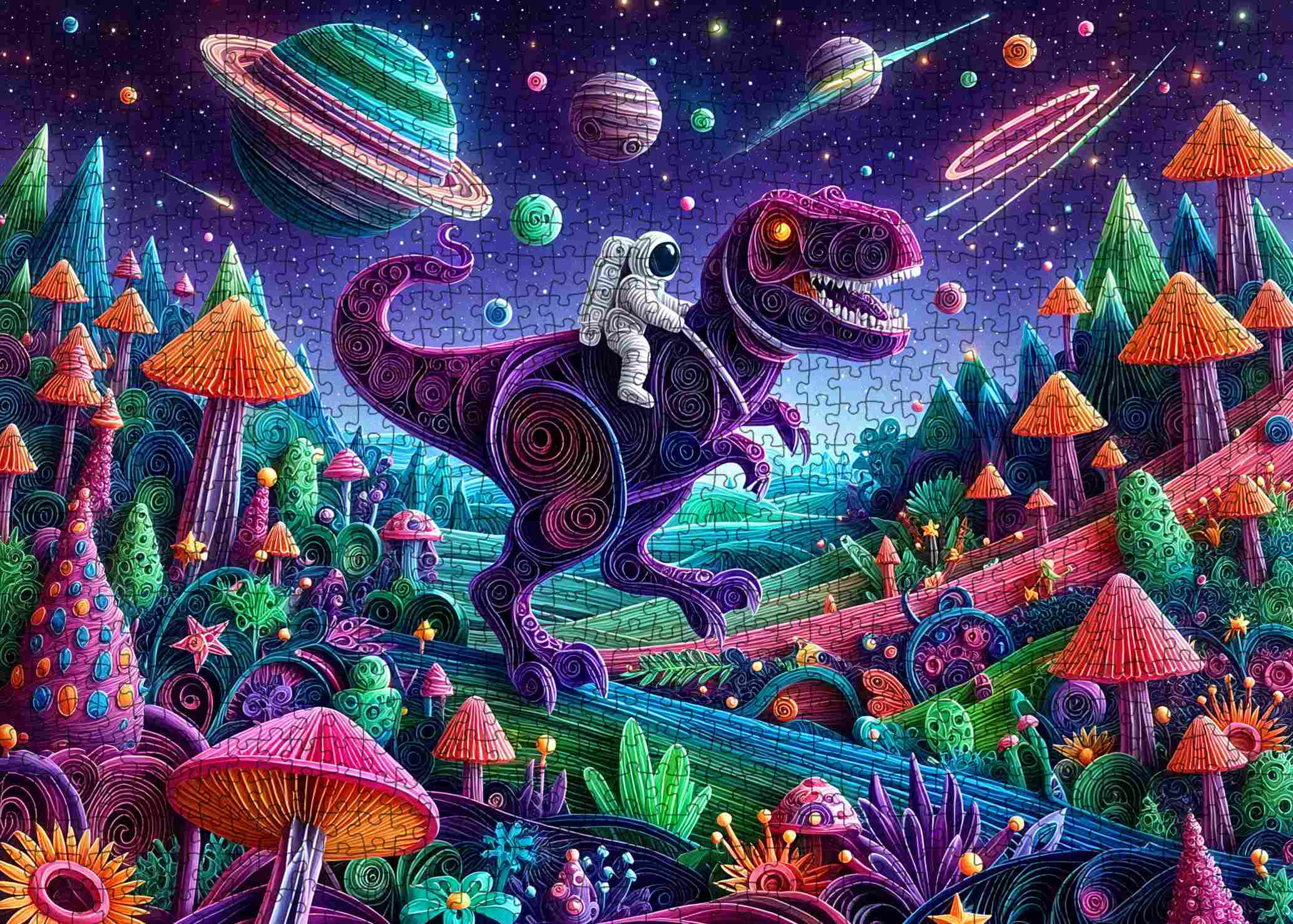 tucocoo-astronaut-dinosaurier-puzzle-1000-teile-weltraum image 2