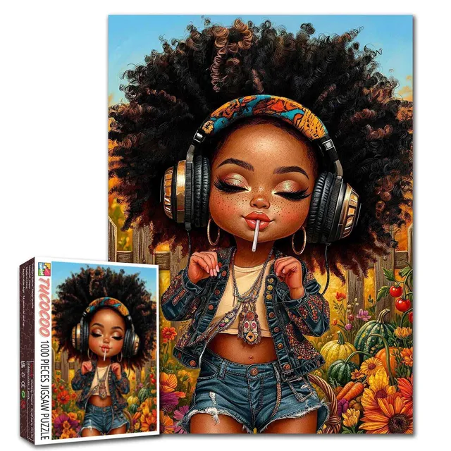 tucocoo-afro-girl-autumn-garden-puzzle-1000-teile-musik image 1
