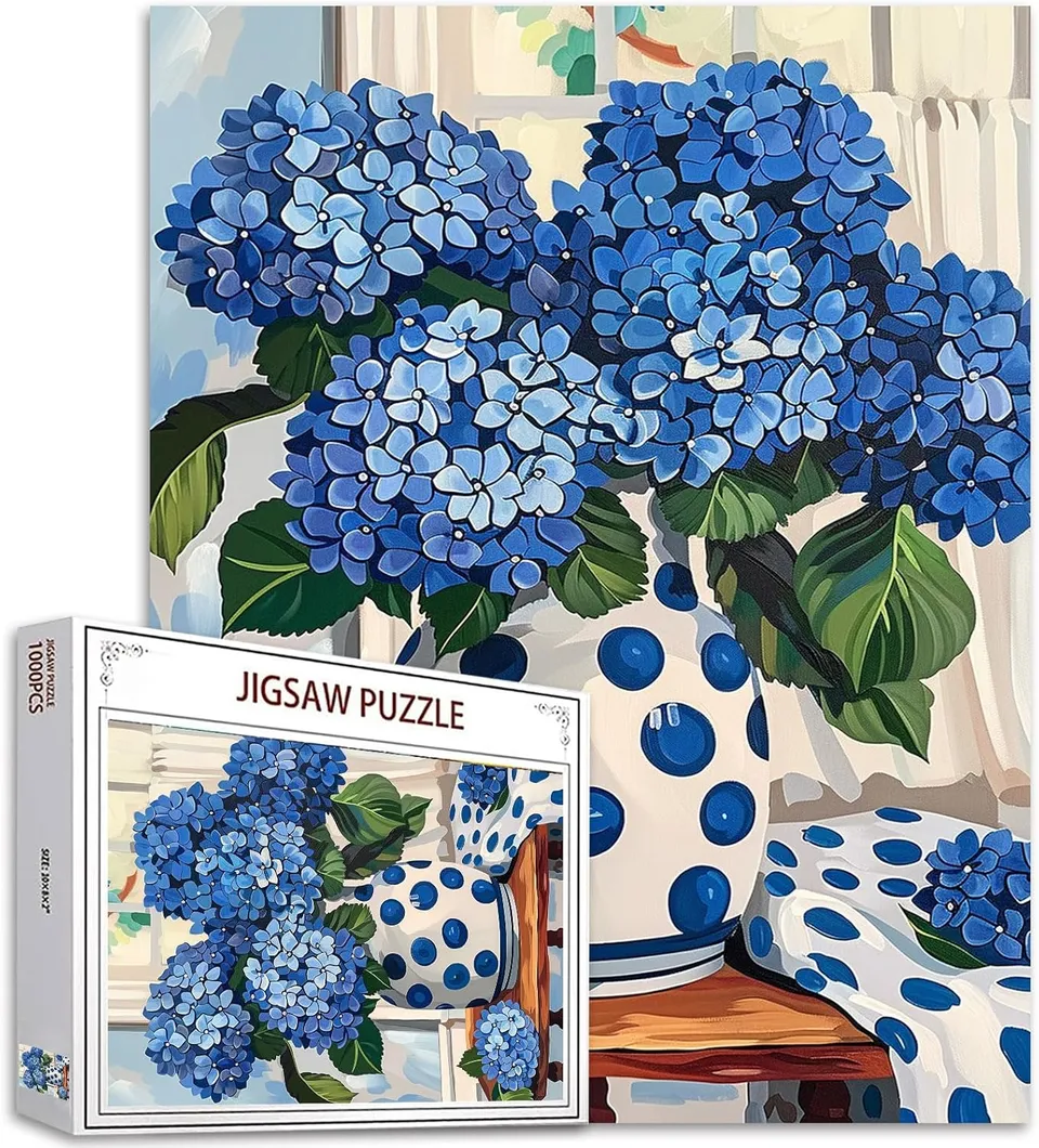 tucocoo-blaue-hortensie-puzzle-1000-teile-stillleben image 1