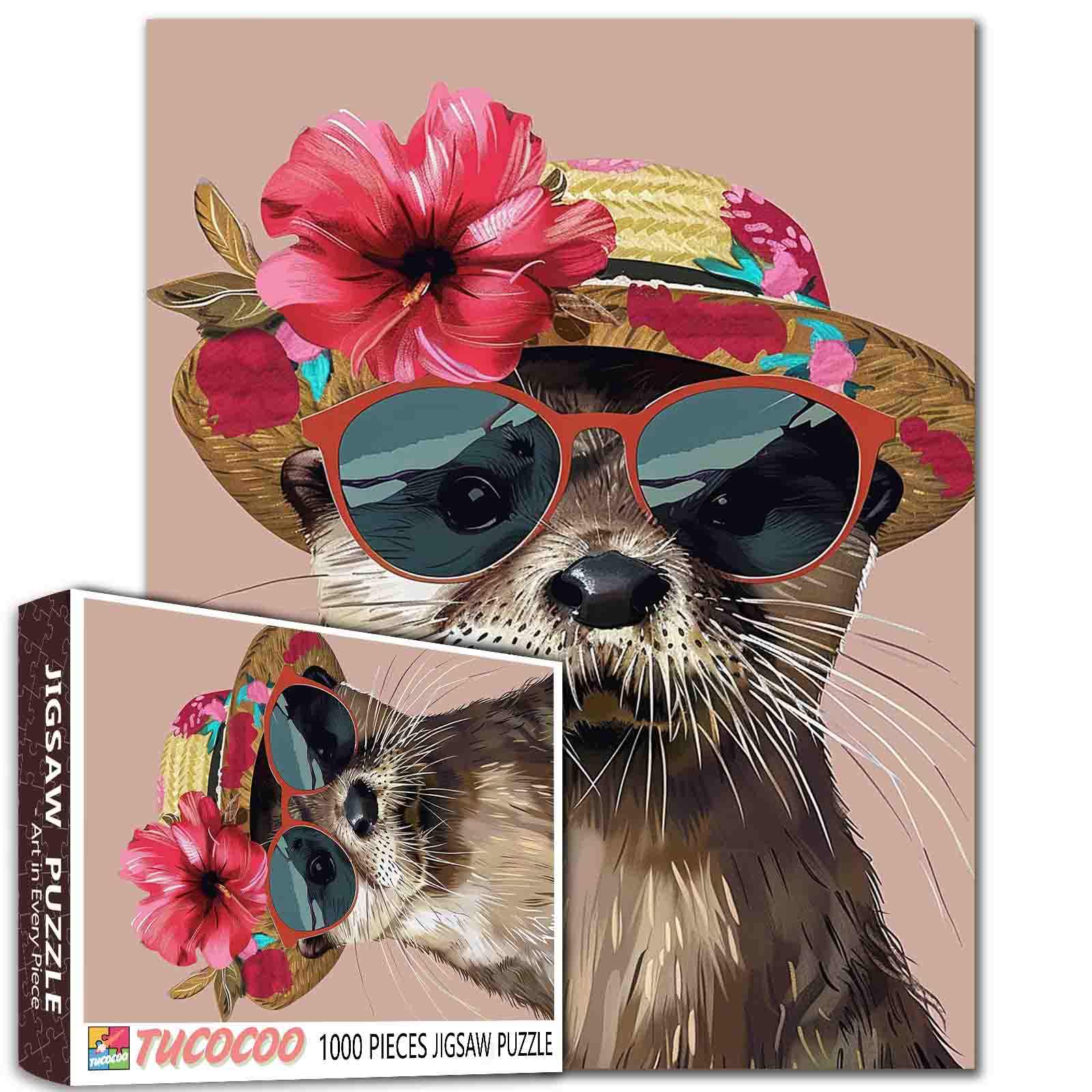 tucocoo-otter-floral-hat-puzzle-1000-teile-tiere image 1