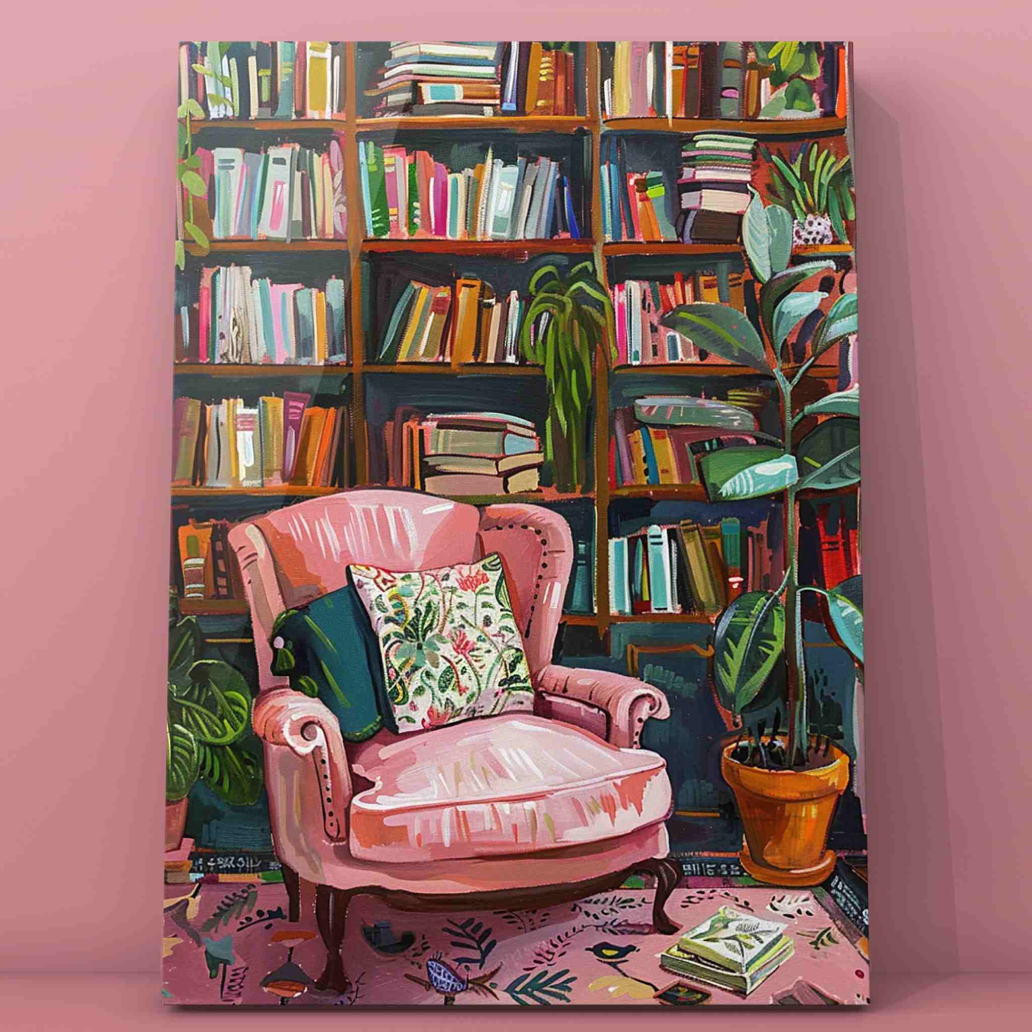 tucocoo-pink-chair-reading-nook-malen-nach-zahlen-40x50-o-rahmen image 2
