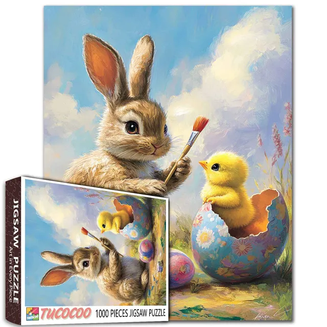 tucocoo-easter-bunny-and-baby-chick-puzzle-1000-teile image 1