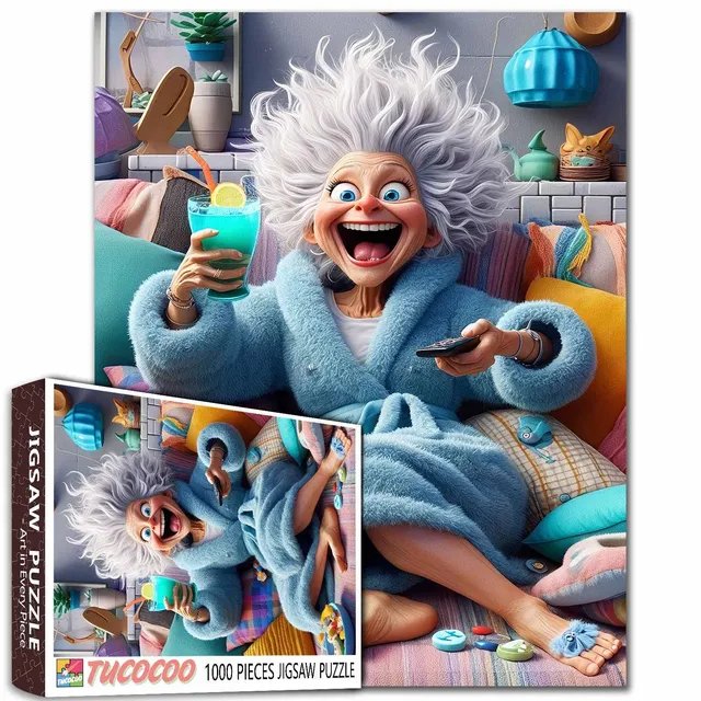 tucocoo-cozy-chaos-granny-puzzle-1000-teile-lustig image 1