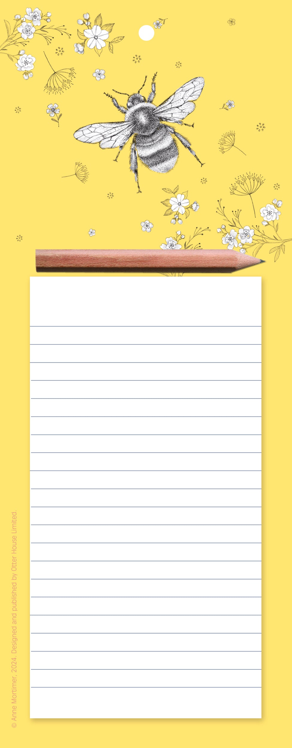 otter-house-floral-bee-memo-block-magnetisch-mit-stift image 1
