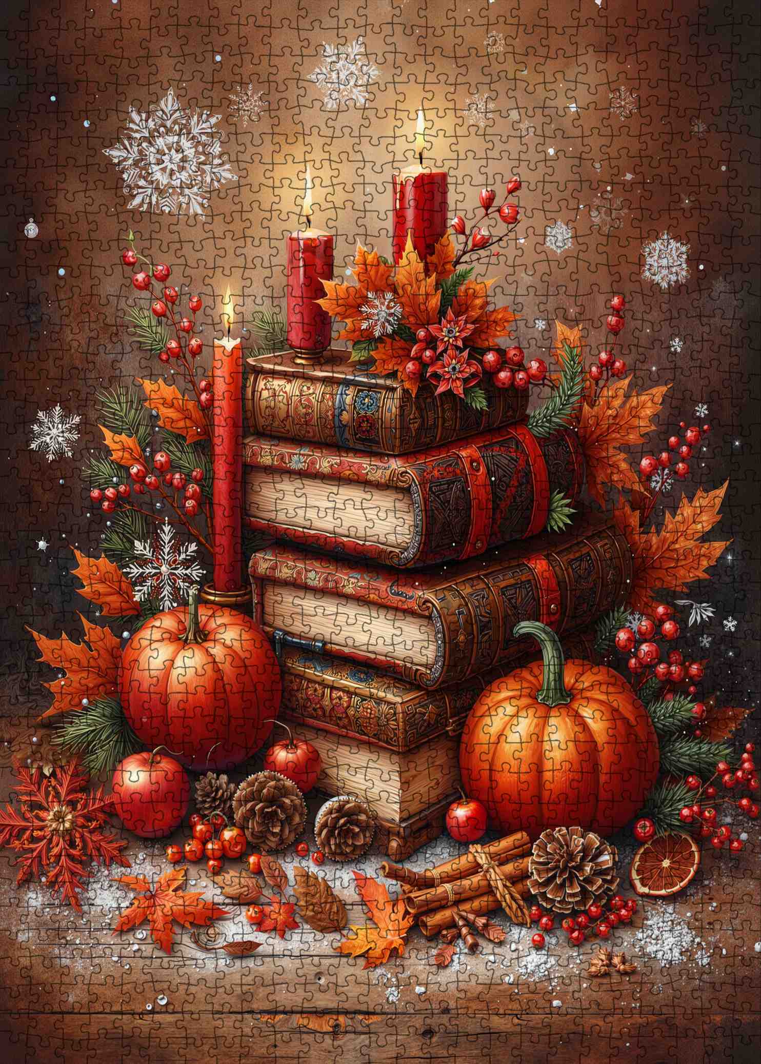 tucocoo-autumn-candle-pumpkin-book-stack-puzzle-1000teile-herbst image 2