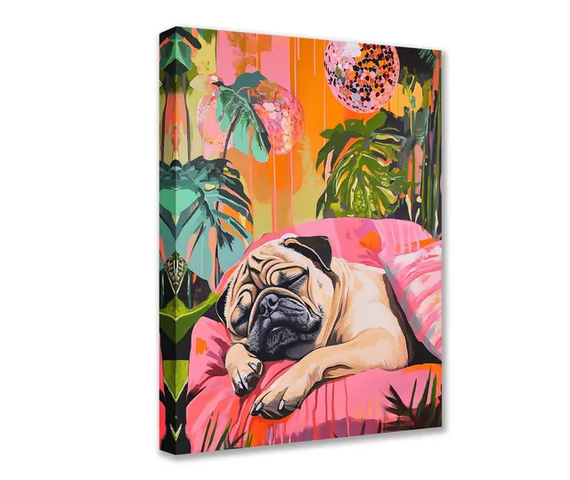 tucocoo-sleeping-pug-leinwandbild-30x40-cm-mops-tropen image 1